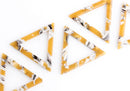 2 Mustard Yellow Resin Pendants, Yellow White Tortoise Shell Pendant, Triangle Outline, Resin Blanks, Open Triangle Links, TR020-35-YWB