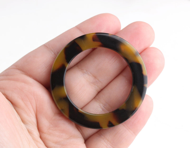 2 Large Plastic O-Rings in Tortoise Shell, Seamless Rings for Swimsuits, Bikinis and Purse Straps, Thickness: 6mm, Diameter: 1.95" Inch