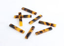 4 Thin and Short Bar Charms, Faux Tortoise Shell, Cellulose Acetate, 25 x 4.25mm