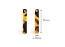 4 Thin and Short Bar Charms, Faux Tortoise Shell, Cellulose Acetate, 25 x 4.25mm