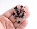 2 Large Palm Leaf Charms, 2mm Hole Size, Blonde Tortoise Shell, Cellulose Acetate, 50.5 x 35mm