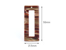 2 Rectangle Cutout Charms, Havana Brown Acetate Earring Parts, Brown Lucite Bead, Horizontal Stripes, Acrylic Laser Cut Shapes, DX038-50-BR02