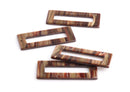 2 Rectangle Cutout Charms, Havana Brown Acetate Earring Parts, Brown Lucite Bead, Horizontal Stripes, Acrylic Laser Cut Shapes, DX038-50-BR02