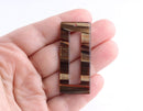 2 Rectangle Cutout Charms, Havana Brown Acetate Earring Parts, Brown Lucite Bead, Horizontal Stripes, Acrylic Laser Cut Shapes, DX038-50-BR02