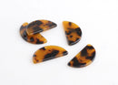 2 Tortoise Shell Half Circle Connectors, Two Holes, Cellulose Acetate, 29 x 13.75mm