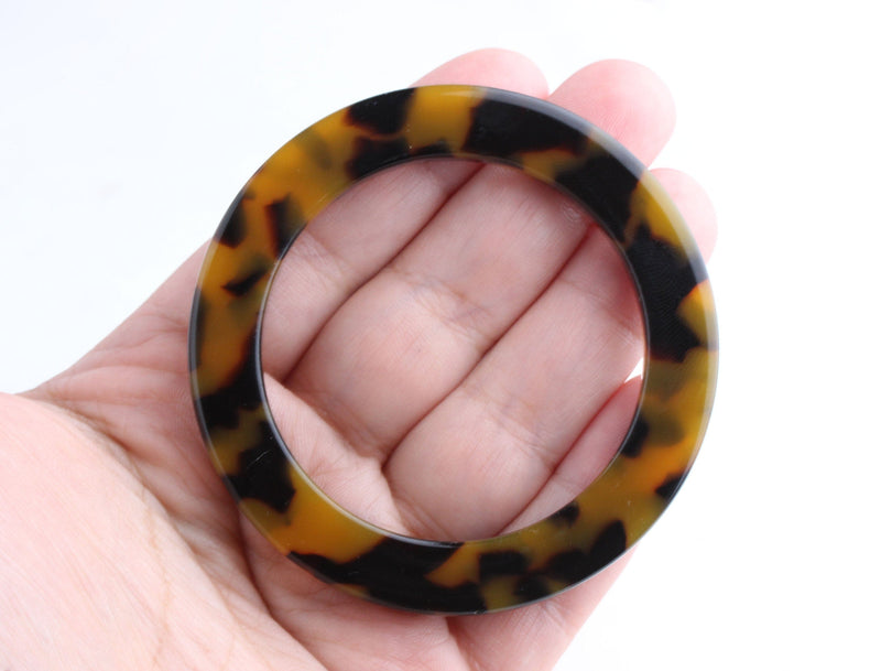 1 Plastic O Ring in Tortoise Shell, Round Connector, Great for Bikini Tops and Swimsuit Rings, Cellulose Acetate, Thickness: 6mm, Diameter: 2.75" Inch
