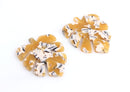2 Large Monstera Leaf Pendants, Sunflower Yellow Tortoise Shell, Cellulose Acetate, 43 x 35mm