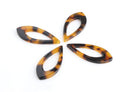 4 Marquise Charms in Classic Tortoise Shell, Cut Out Teardrop Earring Pendant, Dagger Bead, Ellipse Charm, Pointy Teardrop Blank TD023-37-TT