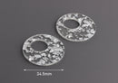 2 Transparent Acrylic Circles, Resin Silver Flake Jewelry, Metallic Flakes, Clear Acrylic Jewelry Blank, Resin Earring Findings RG054-35-CSF
