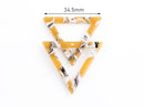 2 Mustard Yellow Resin Pendants, Yellow White Tortoise Shell Pendant, Triangle Outline, Resin Blanks, Open Triangle Links, TR020-35-YWB