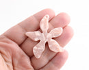 2 Nude Pink Flower Charms, Starfish Flower, Cherry Blossom Charm, Blush Pink Beads, Acrylic Flowers Pink Tortoise Shell Supply, FW025-48-PK02