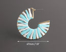 White and Mint Green Earring Components, 1 Pair, Gold Wide Hoop Earring Parts, Wholesale Hoops, Rafia Earrings, Braided Earrings, EAR055-47