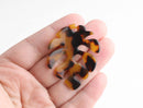 2 Oak Leaf Charms, Resin Tortoise Shell Leaf Pendant, Leaf Skeleton, Leopard Print Beads, Acrylic Laser Cut Leaf Outline, FW026-47-TT