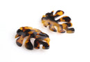 2 Oak Leaf Charms, Resin Tortoise Shell Leaf Pendant, Leaf Skeleton, Leopard Print Beads, Acrylic Laser Cut Leaf Outline, FW026-47-TT