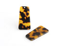 2 Trapezoid Charms in Tortoiseshell, Great for Puse Zipper Pull Charms, Cellulose Acetate, 37 x 19mm