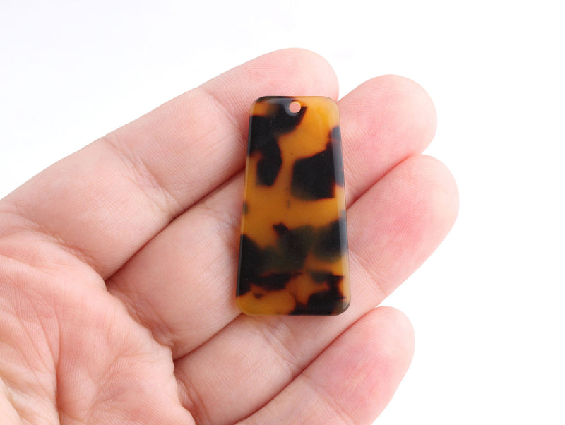 2 Trapezoid Charms in Tortoiseshell, Great for Puse Zipper Pull Charms, Cellulose Acetate, 37 x 19mm