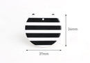 2 Large Flat Circle Discs, Black and White Stripe Beads, Cellulose Acetate Pendant, Emo Jewelry, Circle Cutout, Goth Stripes, CN091-37-BWST