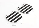 2 Large Flat Circle Discs, Black and White Stripe Beads, Cellulose Acetate Pendant, Emo Jewelry, Circle Cutout, Goth Stripes, CN091-37-BWST
