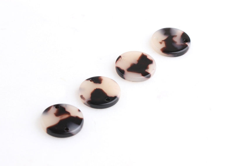 4 Small Acrylic Circles with Holes, Round Flat Discs, 15mm Flat Circle Link, Blonde Tortoise Shell Earrings, Connector Bead, CN093-15-WT