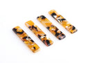 4 Simple Bar Charms in Honey Amber, Dark Tortoise Shell Earring Parts, Acrylic Bar Pendant, Dark Amber Beads, Faux Amber Resin, BAR032-36-OT