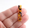 4 Simple Bar Charms in Honey Amber, Dark Tortoise Shell Earring Parts, Acrylic Bar Pendant, Dark Amber Beads, Faux Amber Resin, BAR032-36-OT