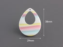 4 White Teardrop Charms with Rainbow Stripes, Pastel Goth Jewelry Findings, Pastel Earring Supplies, Open Teardrop Blank, TD026-38-PSTL