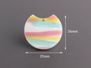 2 Pastel Beads with Pink Yellow Blue Stripes, Large Circle Discs, Pastel Goth Jewelry Findings, Acetate Tortoise Charms, CN117-37-PSTL