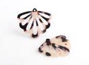 2 Fairy Wing Charms in Blonde Tortoiseshell, Cellulose Acetate, Great for Earring Jackets, 35.5 x 30mm
