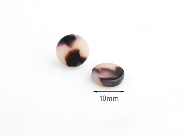 4 Blonde Tortoise Shell Stud Earring Findings, Acrylic Earring Blanks, Little Discs, Tiny Circle Studs, Small Rounds Blanks, LAK033-10-WT