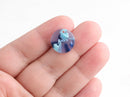 4 Flat Round Drops in Blue Tortoise Shell, Dark Blue Acetate Charms, Circle Blanks Half Inch Discs, Small Bracelet Charms, CN120-15-U03