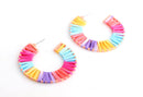 Raffia Earring Findings, 1 Pair, 2 inch Hoops, Rainbow Hoop Earrings Pastel Goth, Rainbow Ombre Earring Components, Wide Hoops, EAR057-49