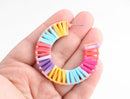 Raffia Earring Findings, 1 Pair, 2 inch Hoops, Rainbow Hoop Earrings Pastel Goth, Rainbow Ombre Earring Components, Wide Hoops, EAR057-49