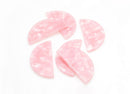 2 Pink Acetate Charms, Pearlescent Pink Resin Half Circle, Queen Conch, Soft Light Pink Earrings, Acetate Acrylic Half Moon, CN097-37-PK01