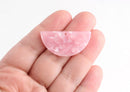2 Pink Acetate Charms, Pearlescent Pink Resin Half Circle, Queen Conch, Soft Light Pink Earrings, Acetate Acrylic Half Moon, CN097-37-PK01