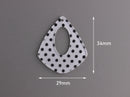 4 Black White Dot Charms, Resin Earring Blanks, White Transparent Acrylic Cut Shapes, Teardrop with Hole, Polka Dot Charms, TD027-34-DOT01