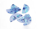 2 Half Circle Necklace Blanks, Transparent Blue Resin Charm, Fake Sea Glass, Semicircle Acetate Charm, Tortoise Shell Supply, CN098-37-U03