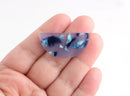 2 Half Circle Necklace Blanks, Transparent Blue Resin Charm, Fake Sea Glass, Semicircle Acetate Charm, Tortoise Shell Supply, CN098-37-U03