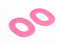 2 Hot Pink Oval Ring Pendants, 2mm Hole, Great for Earring Charms, Laser Cut Acrylic, 49.5 x 39mm