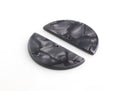 2 Dark Grey Half Circle Discs, Acrylic Half Circle, Black Circle Findings, Semi-Circle Earring Parts, Charcoal Color Beads, CN123-37-BK03