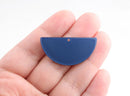 2 Dark Blue Semi-Circle Charms, Cellulose Acetate Plastic, 37 x 18mm