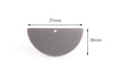 2 Light Grey Half Circle Charms, Cellulose Acetate, 37 x 18mm