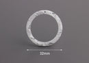 2 Large Circle Loops, 32mm Ring Washer, Translucent White, Large Ring Pendant, Eyeglass Loop Circle, Clear Acrylic Rings, RG056-32-WCL