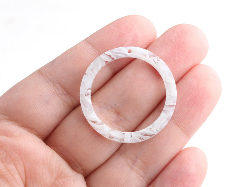 2 Large Circle Loops, 32mm Ring Washer, Translucent White, Large Ring Pendant, Eyeglass Loop Circle, Clear Acrylic Rings, RG056-32-WCL