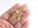 2 Clear Resin Leaf Charms, Gold Flakes Acrylic, Clear Monstera Leaf Charms, Gold Flecks, Botanical Beads, Transparent Acrylic, FW017-39-CGF