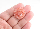 4 Coral Pink Charms, 1 Inch Discs, Peach Marble Charm, Necklace Blanks, Pink Tortoise Shell Charm, Resin Slab Earring Supplies, CN130-25-PK06