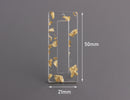 2 Transparent Acrylic Rectangle Ring, Clear Acrylic Pendant, Transparent Gold Flakes, Rectangle Frame, Clear Plastic Charms, DX044-50-CGF