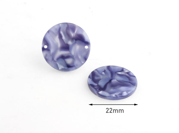4 Cornflower Blue 22mm Connector, Circle Blank Charms, 22m Discs 2 Holes, Blue Tortoise Shell Jewelry Making, Bracelet Links, CN133-22-U06