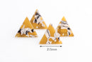 4 Upside Down Triangle Charms, Sunflower Yellow Tortoise Shell and White, Acetate, 21.5 x 19mm