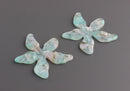 2 Mint Green Flower Beads, Seafoam Green Acetate Pendant, Lucite Flowers, Light Green Tortoise Shell, Starfish Flower Charms, FW018-48-GN01