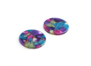 4 Thick Flat Discs in Colorful Tortoise Shell, Pink Purple Green, Blank Acrylic Discs, 25mm Blank Charms, One Hole Circle, CN136-25-GXY2